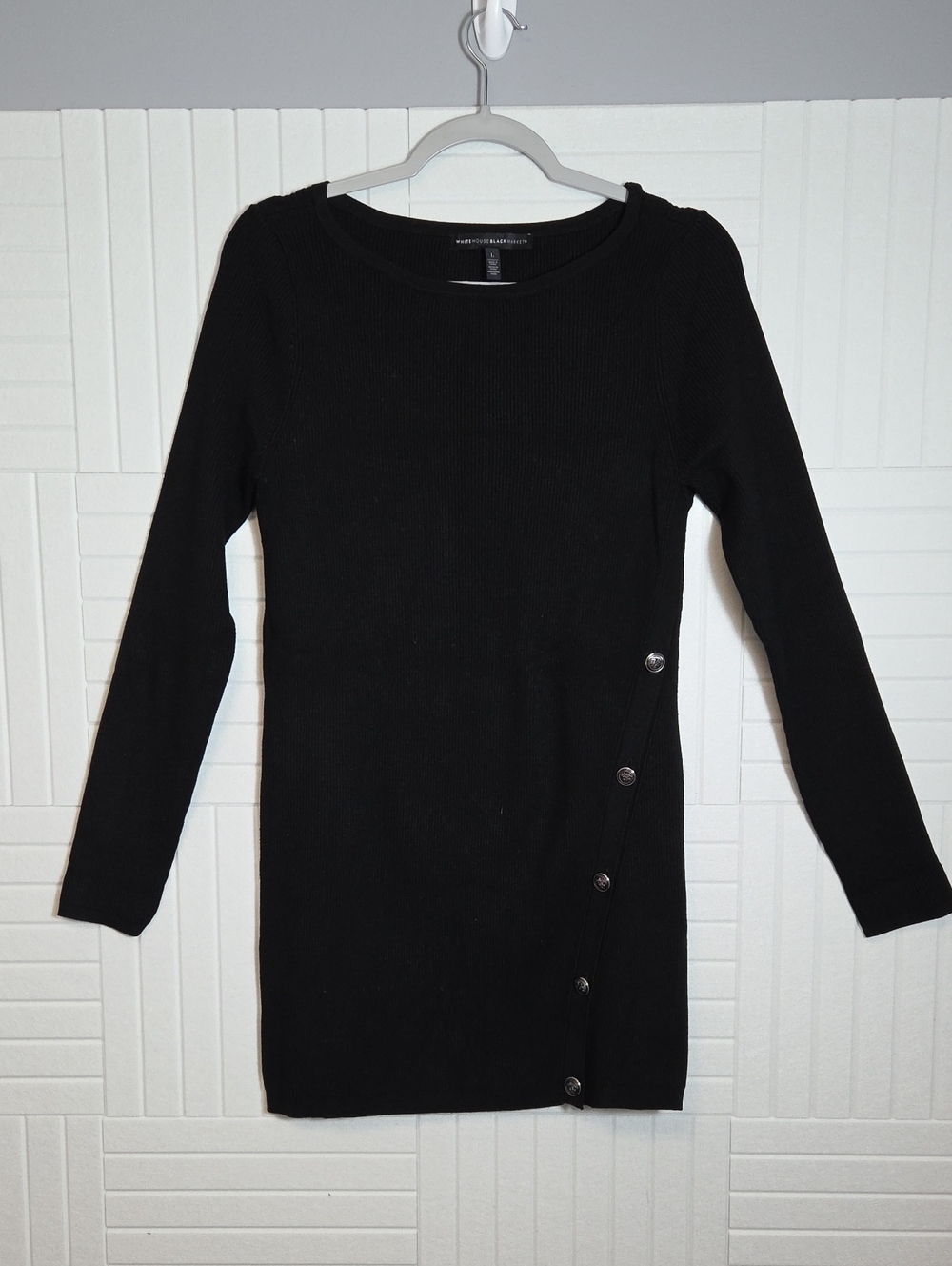 White House Black Market Black Button Detail Sweater Dress Size L